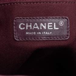 Pre Owned Chanel Black/Burgundy Quilted Caviar Leather Accordion Bucket Bag
