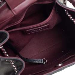 Pre Owned Chanel Black/Burgundy Quilted Caviar Leather Accordion Bucket Bag