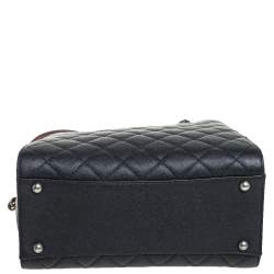 Pre Owned Chanel Black/Burgundy Quilted Caviar Leather Accordion Bucket Bag