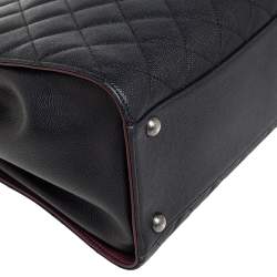 Pre Owned Chanel Black/Burgundy Quilted Caviar Leather Accordion Bucket Bag