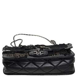 مملوكة مسبقًا حقيبة كروس شانيل ميني باترفلاي جلد أسود مبطن