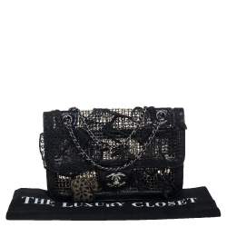 مملوكة مسبقًا حقيبة كروس شانيل ميني باترفلاي جلد أسود مبطن