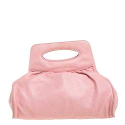 Pre Owned حقيبة كلتش شانيل كاميليا جلد وردي بإطار 