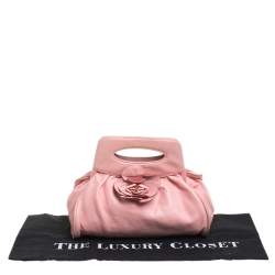 Pre Owned حقيبة كلتش شانيل كاميليا جلد وردي بإطار 