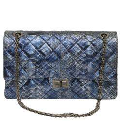 مملوكة مسبقًا Chanel Metallic Blue Python Leather 226 Reissue 2.55 Double Flap Bag