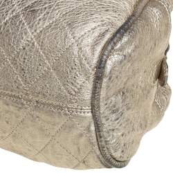 Pre Owned Chanel Gold Quilted Leather Boston Bag
