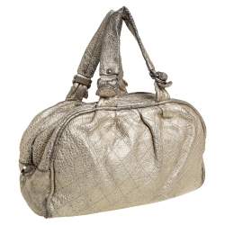 Pre Owned Chanel Gold Quilted Leather Boston Bag