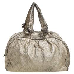 Pre Owned Chanel Gold Quilted Leather Boston Bag