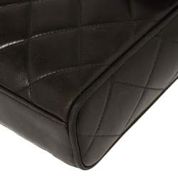 Pre Owned Chanel Brown Quilted Leather Messenger Bag
