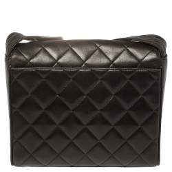 Pre Owned Chanel Brown Quilted Leather Messenger Bag