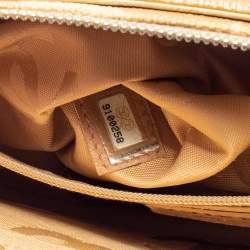 Pre Owned Chanel Gold Camellia Print Raffia Shoulder Bag