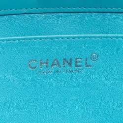 Pre Owned Chanel Blue Leather Vintage Reverse Stitch Flap Bag