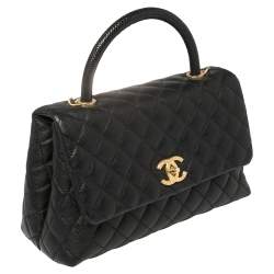 Pre Owned Chanel Black Caviar Leather Top Handle Bag