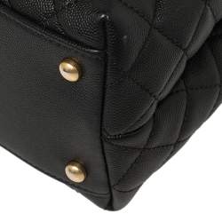 Pre Owned Chanel Black Caviar Leather Top Handle Bag