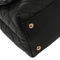 Pre Owned Chanel Black Caviar Leather Top Handle Bag