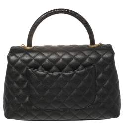 Pre Owned Chanel Black Caviar Leather Top Handle Bag