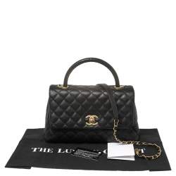 Pre Owned Chanel Black Caviar Leather Top Handle Bag