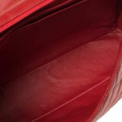 Pre Owned Chanel Red Quilted Leather Maxi Classic Double Flap Bag