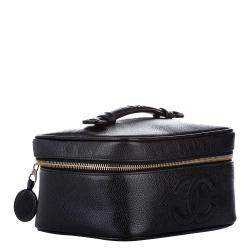 Pre Owned Chanel Black Caviar Leather Vanity Bag