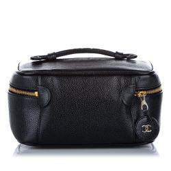 Pre Owned Chanel Black Caviar Leather Vanity Bag