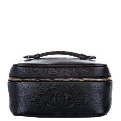 Pre Owned Chanel Black Caviar Leather Vanity Bag
