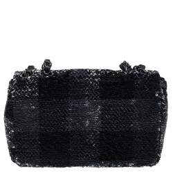Pre Owned Chanel Black/Navy Blue Sequins Flap Bag