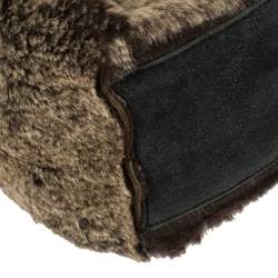 Pre Owned حقيبة يد توتس شانيل فينتدج سويدي وفرو أرنب أسود/ بني