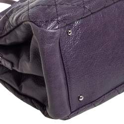 Pre Owned Chanel Purple Quilted Glazed Leather Large On the Road Tote Bag