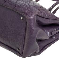 Pre Owned Chanel Purple Quilted Glazed Leather Large On the Road Tote Bag