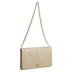 Pre Owned محفظة شانيل بوي جلد مبطن أخضر موس بسلسلة