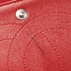 Pre Owned Chanel Red Quilted Jersey Jumbo Classic Double Flap Bag