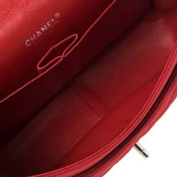 Pre Owned Chanel Red Quilted Jersey Jumbo Classic Double Flap Bag