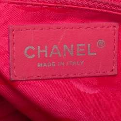 Pre Owned حقيبة يد توتس شانيل لينه كامبون جلد مبطن سوداء كبيرة 