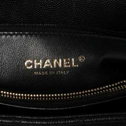 Pre Owned Chanel Black Caviar Leather and Lizard Medium Coco Top Handle Bag