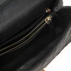 Pre Owned Chanel Black Caviar Leather and Lizard Medium Coco Top Handle Bag