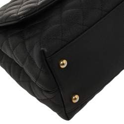 Pre Owned Chanel Black Caviar Leather and Lizard Medium Coco Top Handle Bag