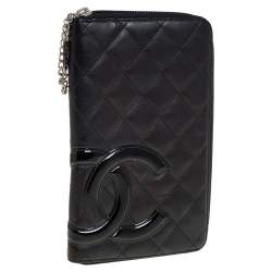 مملوكة مسبقًا Chanel Black Quilted Leather Cambon Ligne Zippy Organizer Wallet