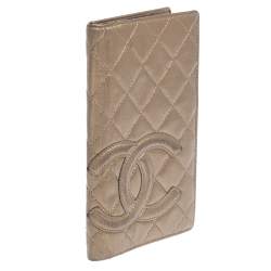 Pre Owned Chanel Bronze Quilted Leather Cambon Ligne Yen Long Wallet