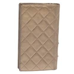 Pre Owned Chanel Bronze Quilted Leather Cambon Ligne Yen Long Wallet