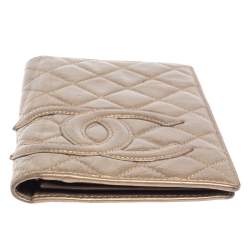Pre Owned Chanel Bronze Quilted Leather Cambon Ligne Yen Long Wallet