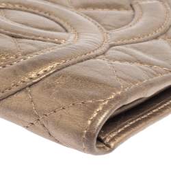 Pre Owned Chanel Bronze Quilted Leather Cambon Ligne Yen Long Wallet
