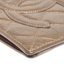 Pre Owned Chanel Bronze Quilted Leather Cambon Ligne Yen Long Wallet