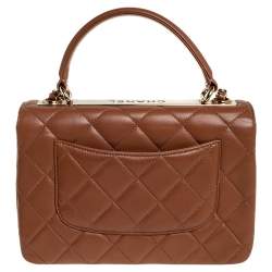 Pre Owned Chanel Beige Quilted Leather Small Trendy CC Flap Top Handle Bag