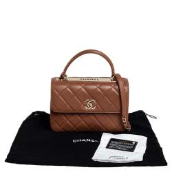 Pre Owned Chanel Beige Quilted Leather Small Trendy CC Flap Top Handle Bag