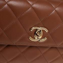 Pre Owned Chanel Beige Quilted Leather Small Trendy CC Flap Top Handle Bag