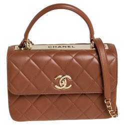 Chanel Beige Quilted Leather Small Trendy CC Flap Top Handle Bag Chanel