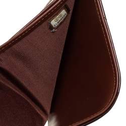 Pre Owned Chanel Brown Quilted Patent Leather Boy Wallet