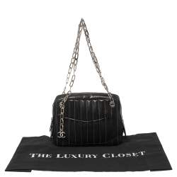Pre Owned Chanel Black Vertical Quilted Leather Mademoiselle Camera Bag