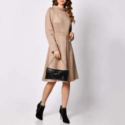 Pre Owned Chanel Black Chocolate Bar Quilted Foldover Clutch