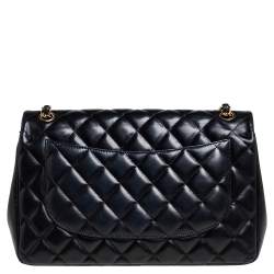 مملوكة مسبقًا Chanel Black Quilted Leather Jumbo Classic Double Flap Bag